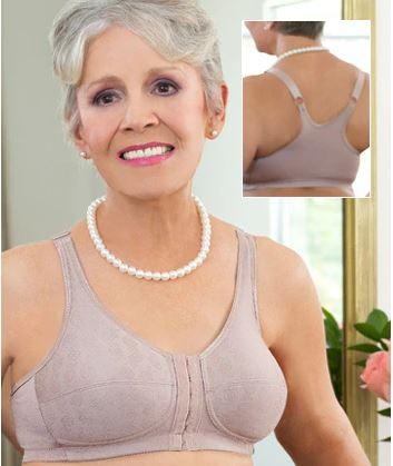 American Breast Care 123 Front Close Rose Contour Bra in White