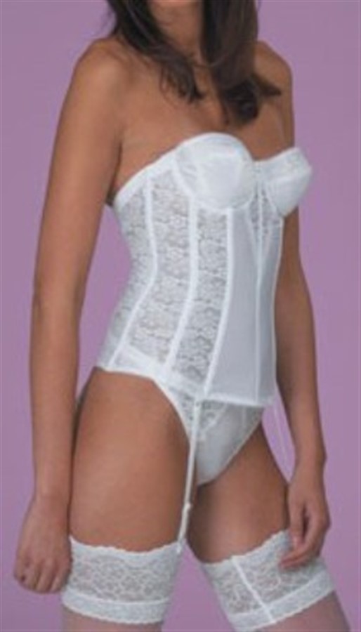 Dominique Satin and Lace Torsolette Bridal Bustier Style 8949, White, 36A,  White, 36A : : Clothing, Shoes & Accessories