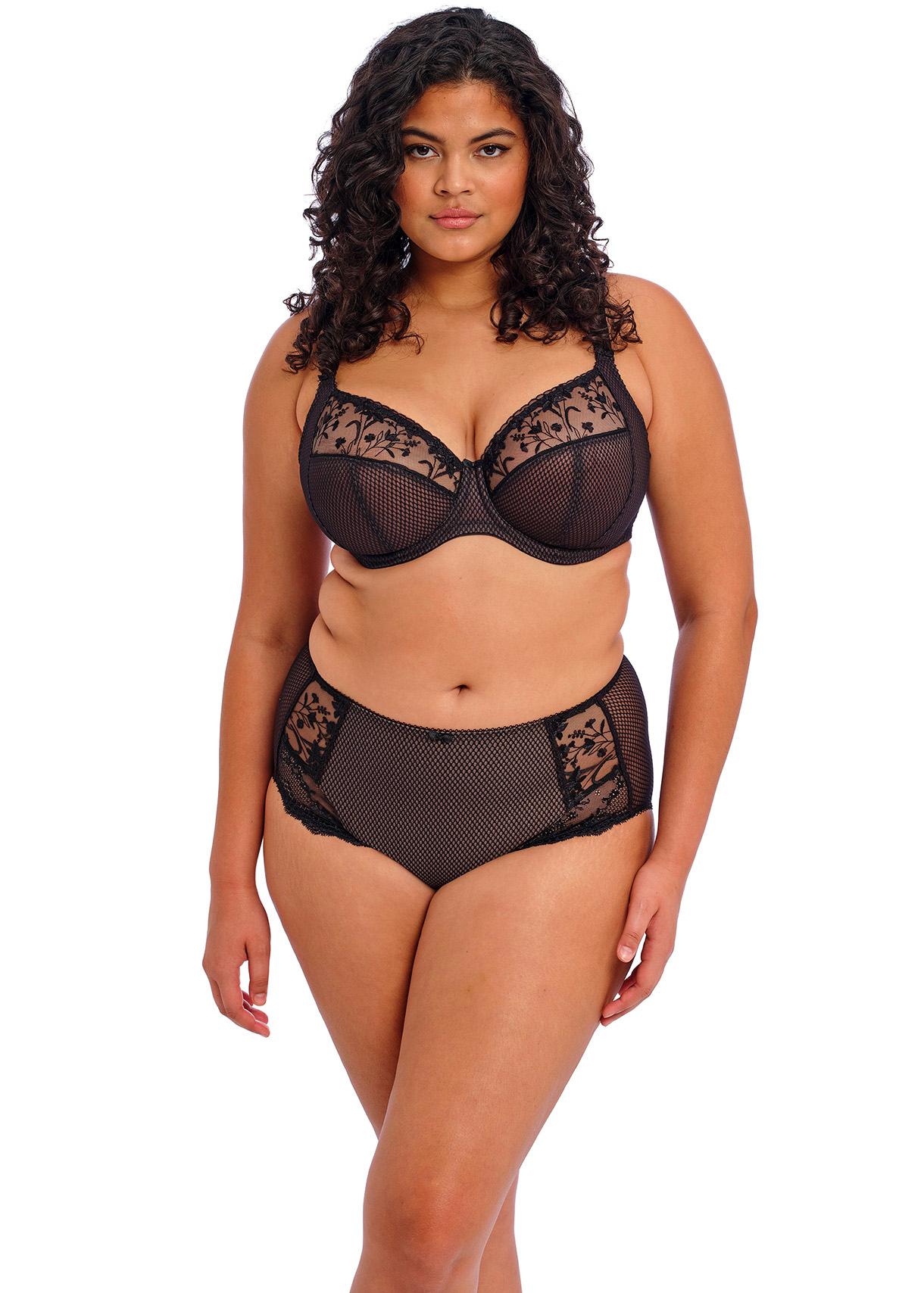 Elomi Charley Banded Plunge Underwire Bra (4380),32HH,Aubergine at   Women's Clothing store