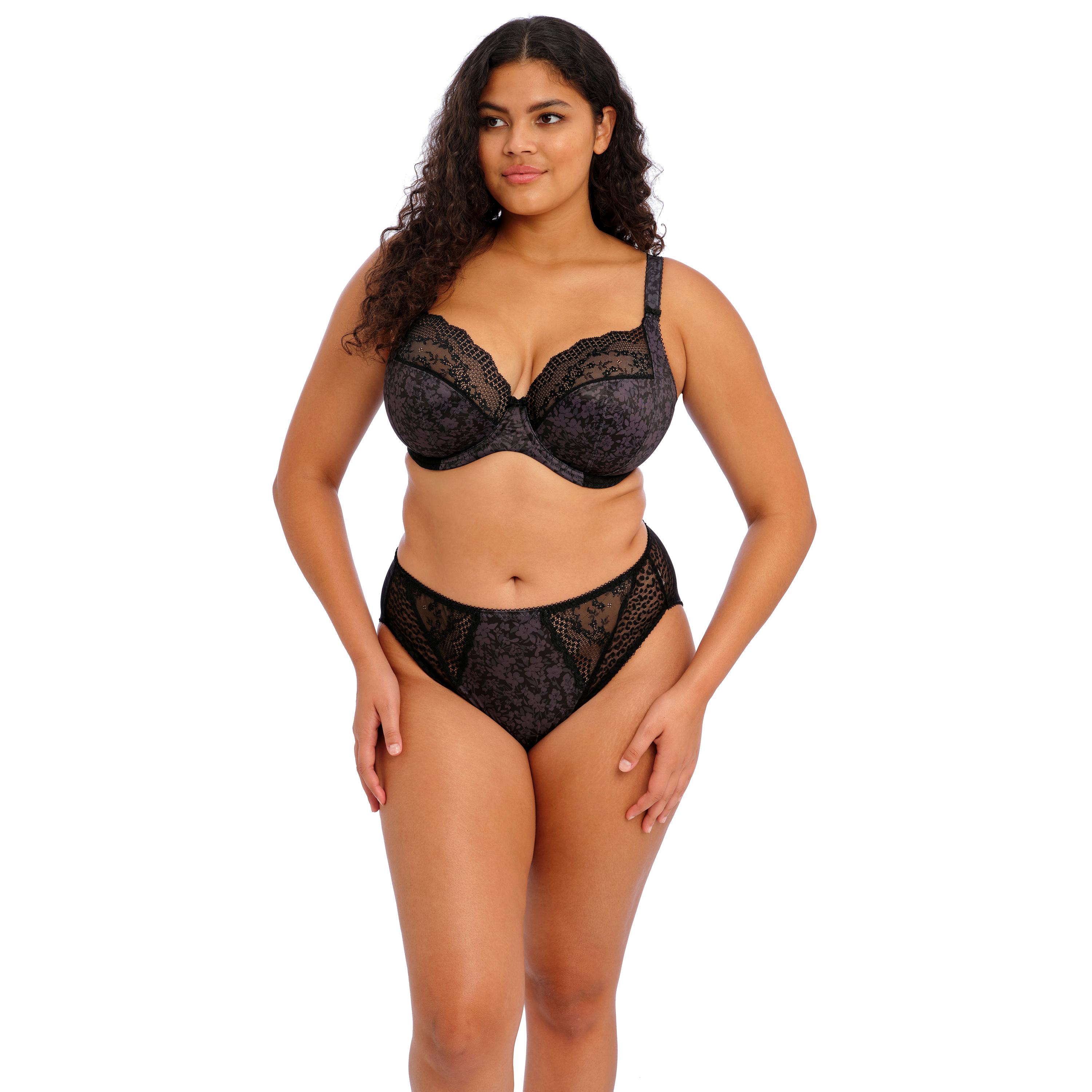 Elomi Lucie Banded Stretch Lace Plunge Underwire Bra (4490),38JJ,Aleutian 